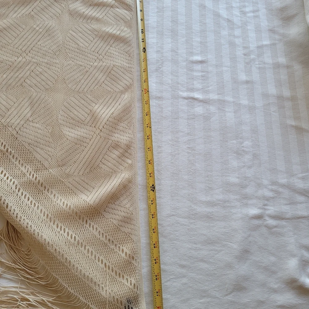 Elegant Cream Scarf with Fringe - Picture 5 of 7